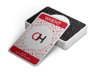 Top view of romantic question cards from OH YES game for couples