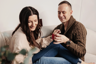 Couple plays game  together