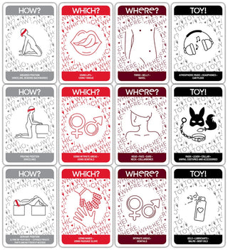 Close up of romantic question cards used in couples game