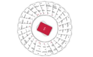 Top-down image of intimacy card game for couples arranged neatly for product display