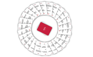 Top-down image of intimacy card game for couples arranged neatly for product display