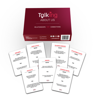 Talking About Us Relationships and Connections couples game box and cards.